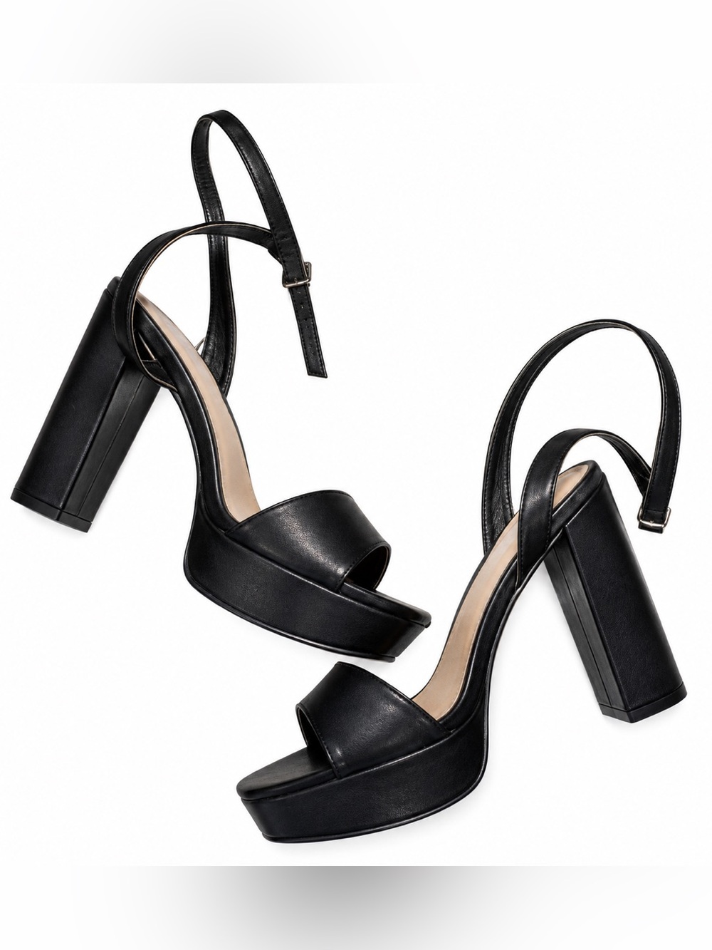 SHEIN Black Platform Sandals | Ankle Wrap Strappy Heels | Retro 70s | 9